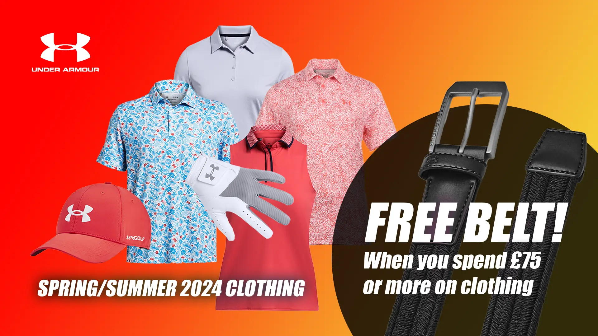Under Armour SS24 Golf Clothing + Free Belt when you spend over £75